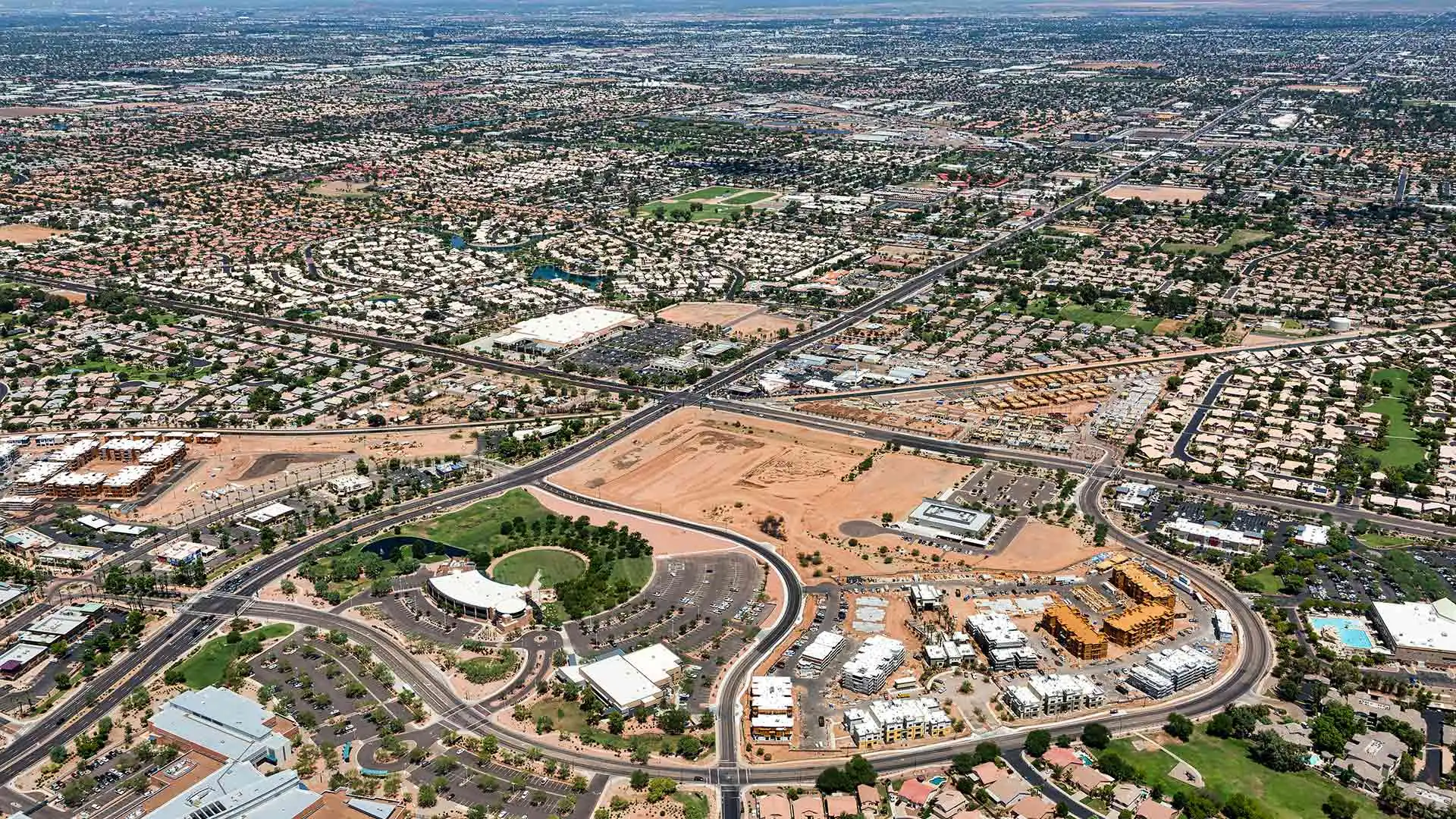 Aerial shot of Gilbert, Arizona.