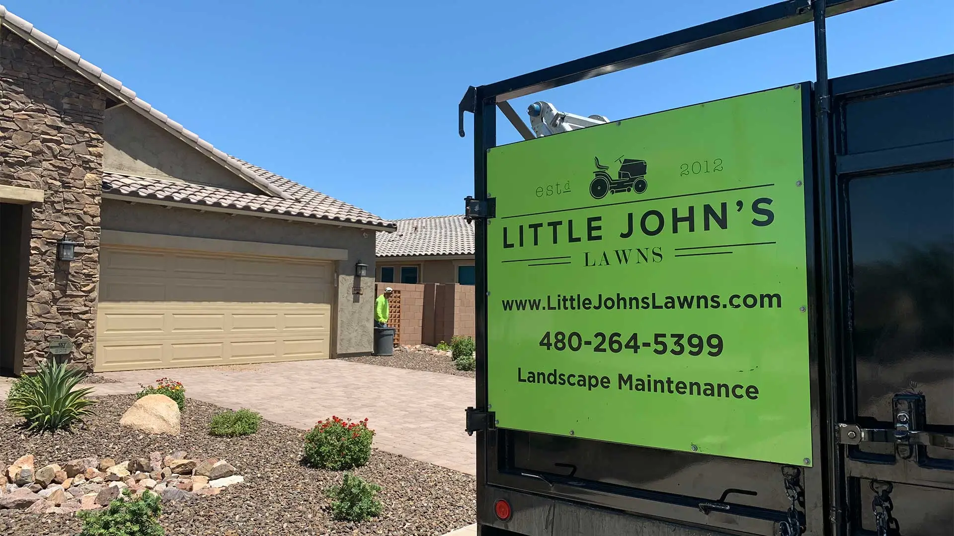 Landscape maintenance company at a home in Gilbert, AZ.