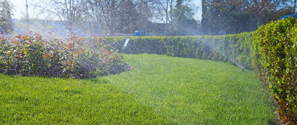 A backyard irrigation system in action in Gilbert, AZ.