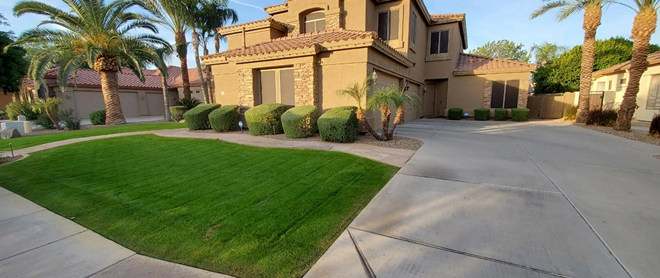 Lawn mowed for home in Chandler, AZ.