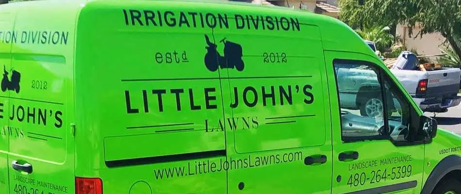 Little John's Lawns irrigation work truck near Gilbert, AZ.