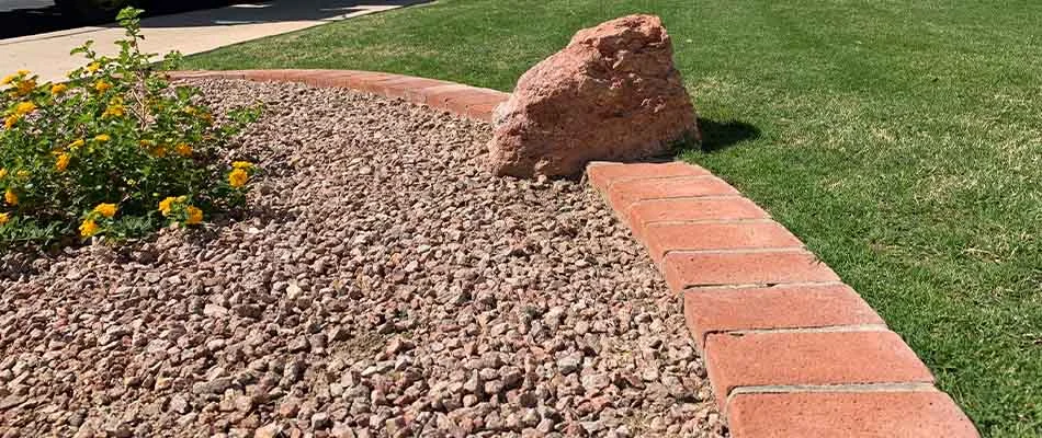 Rock installed in a landscape bed near Chandler, AZ.