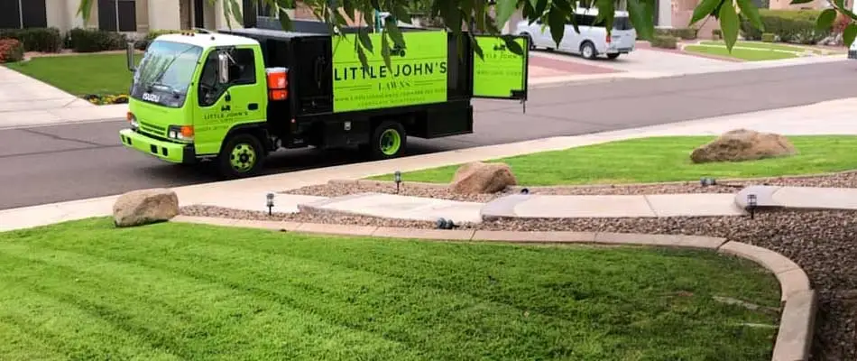 Yard cleanup services at a property in Queen Creek, AZ.